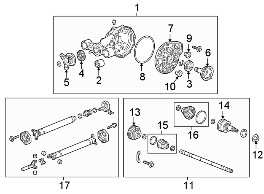 Diagram REAR SUSPENSION. AXLE & DIFFERENTIAL. for your 2004 GMC Sierra 2500 HD 6.6L Duramax V8 DIESEL M/T 4WD SLT Crew Cab Pickup 