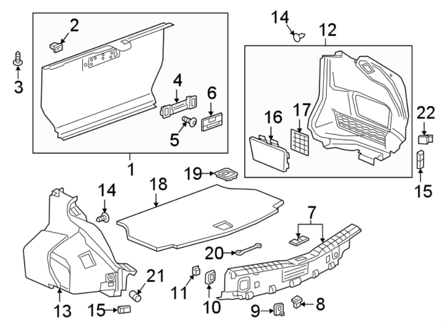 Diagram REAR BODY & FLOOR. INTERIOR TRIM. for your 2002 GMC Sierra 3500 6.0L Vortec V8 A/T RWD SLE Standard Cab Pickup 