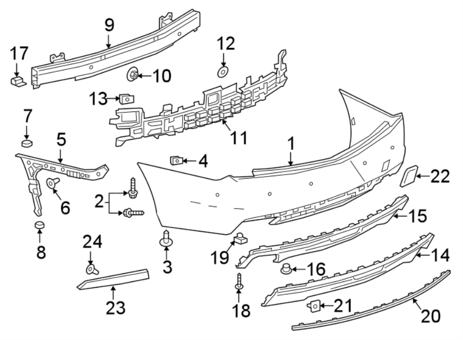 Diagram REAR BUMPER. BUMPER & COMPONENTS. for your 2015 GMC Sierra 2500 HD 6.0L Vortec V8 FLEX A/T 4WD SLT Extended Cab Pickup 