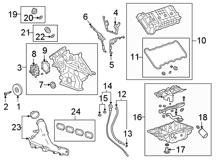 Diagram ENGINE PARTS. for your 2016 Chevrolet Silverado   