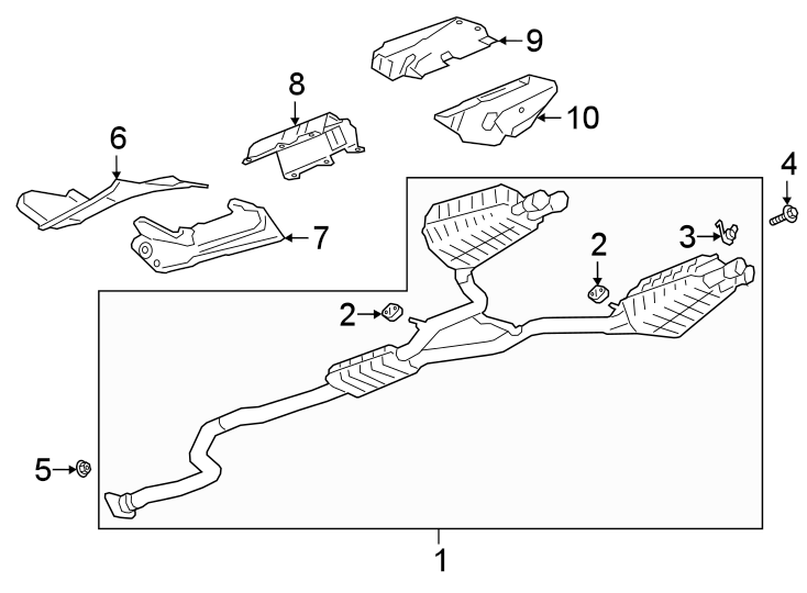 Diagram EXHAUST SYSTEM. EXHAUST COMPONENTS. for your 2005 Chevrolet Classic   