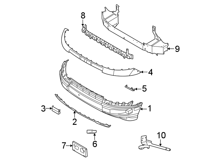 Diagram Front bumper & grille. Bumper & components. for your 2022 Ford Bronco Sport   