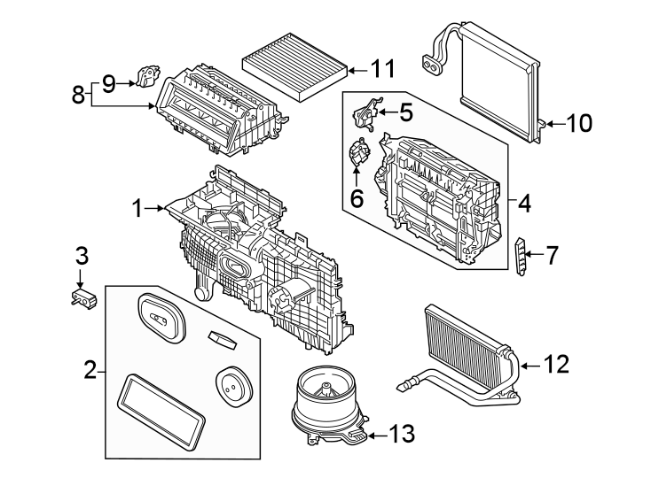 Diagram Air conditioner & heater. Evaporator components. for your 2009 Ford Expedition   