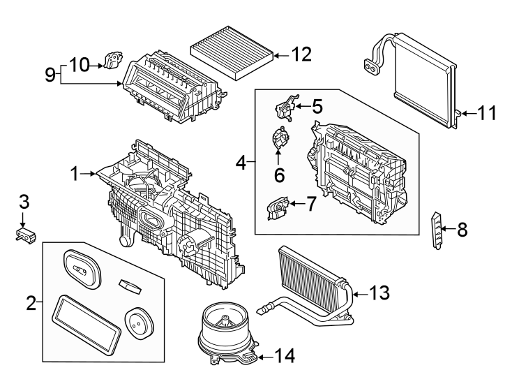 Diagram Air conditioner & heater. Evaporator components. for your 2009 Ford Expedition   