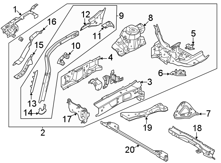 Diagram Fender. Structural components & rails. for your 2013 Lincoln MKZ   