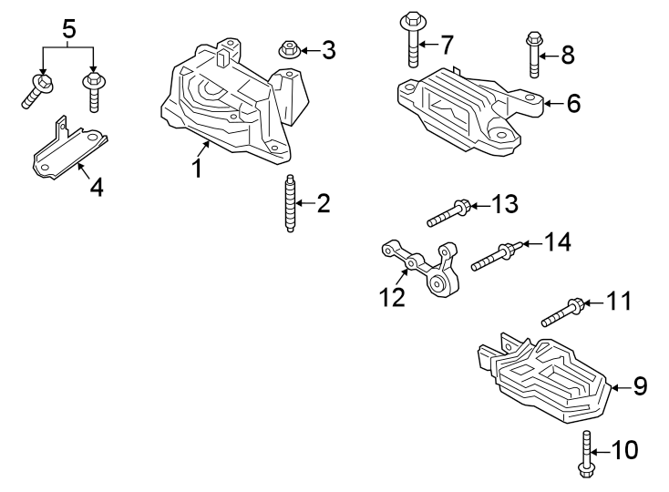 Diagram Engine / transaxle. Engine & TRANS mounting. for your 2011 Ford Escape   