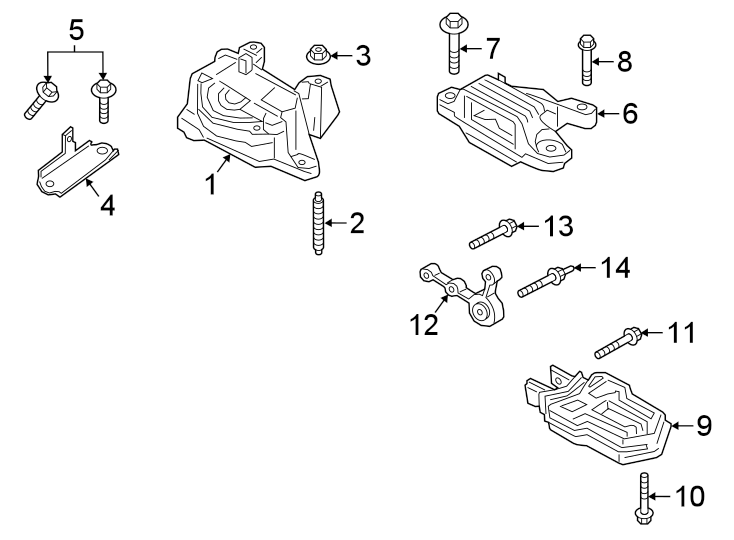 Diagram Engine / transaxle. Engine & TRANS mounting. for your 2010 Ford Transit Connect   