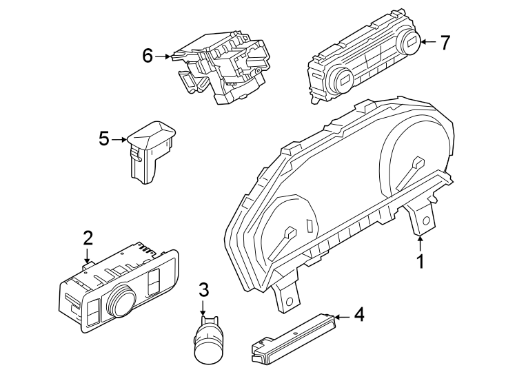 Diagram Instrument panel. Cluster & switches. for your 2019 Lincoln MKZ Reserve I Sedan  