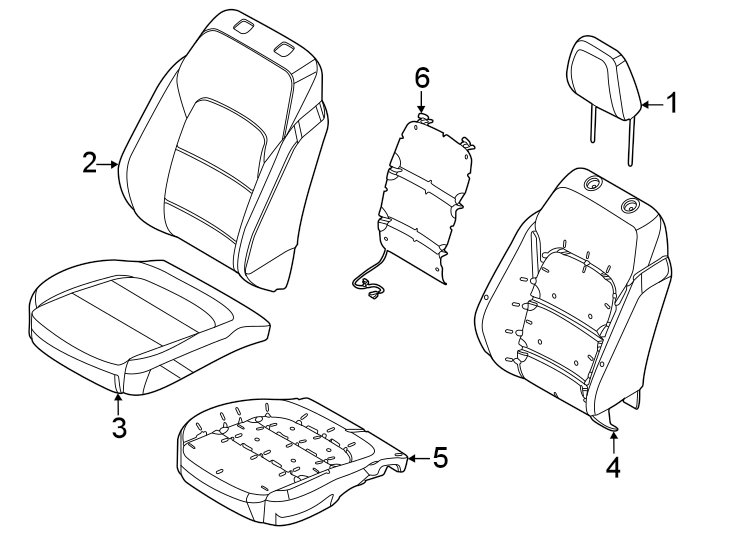 Diagram Seats & tracks. Front seat components. for your Ford Bronco Sport  