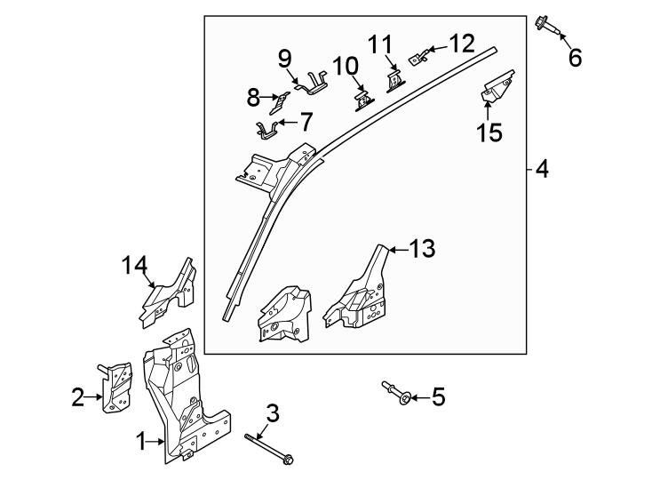 Diagram Pillars. Rocker & floor. Hinge pillar. for your 2013 Lincoln MKZ   