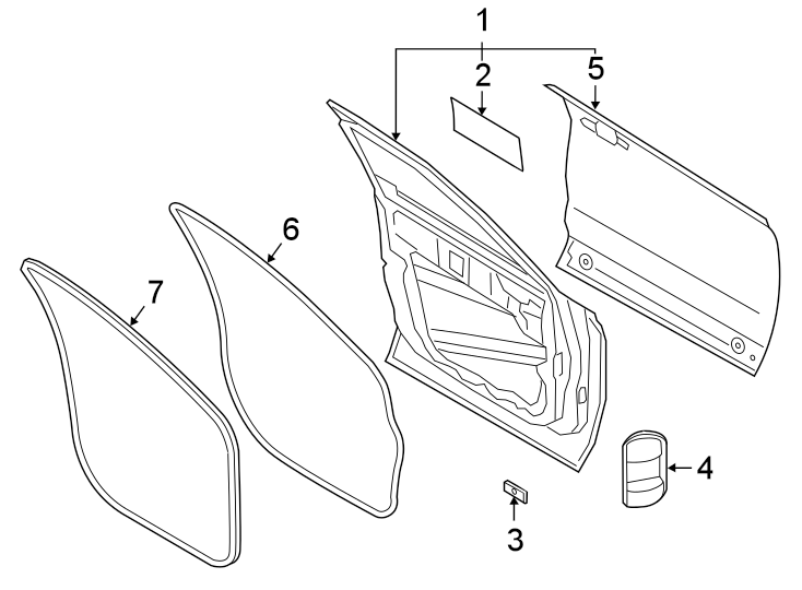 Diagram Front door. Door & components. for your 2019 Ford F-250 Super Duty 6.7L Power-Stroke V8 DIESEL A/T RWD King Ranch Crew Cab Pickup Fleetside 