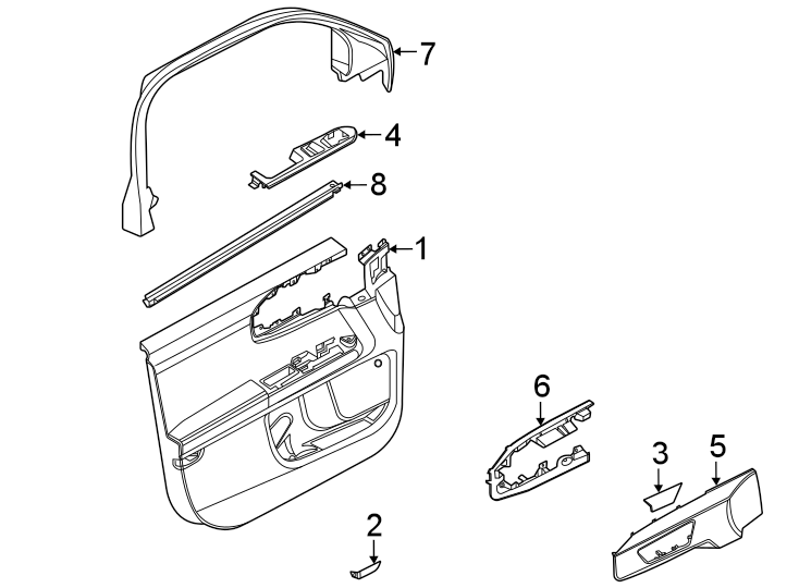 Diagram Front door. Interior trim. for your 2017 Lincoln MKZ Select Sedan 3.0L EcoBoost V6 A/T FWD 