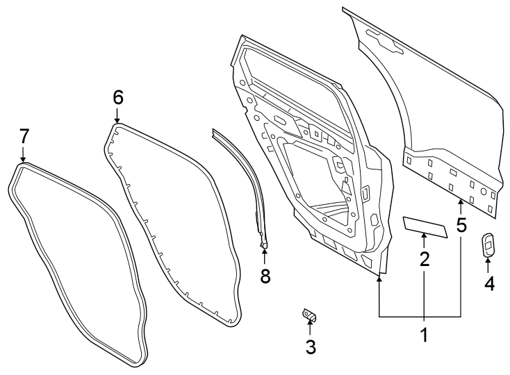 Diagram Rear door. Door & components. for your 2015 Ford F-150   