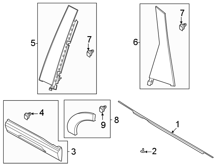 Diagram Rear door. Exterior trim. for your Ford Bronco Sport  