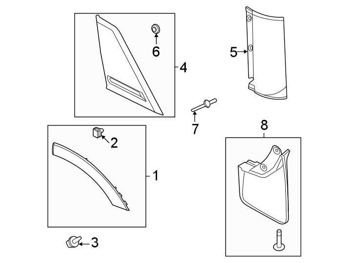 Diagram Quarter panel. Exterior trim. for your Ford Bronco Sport  