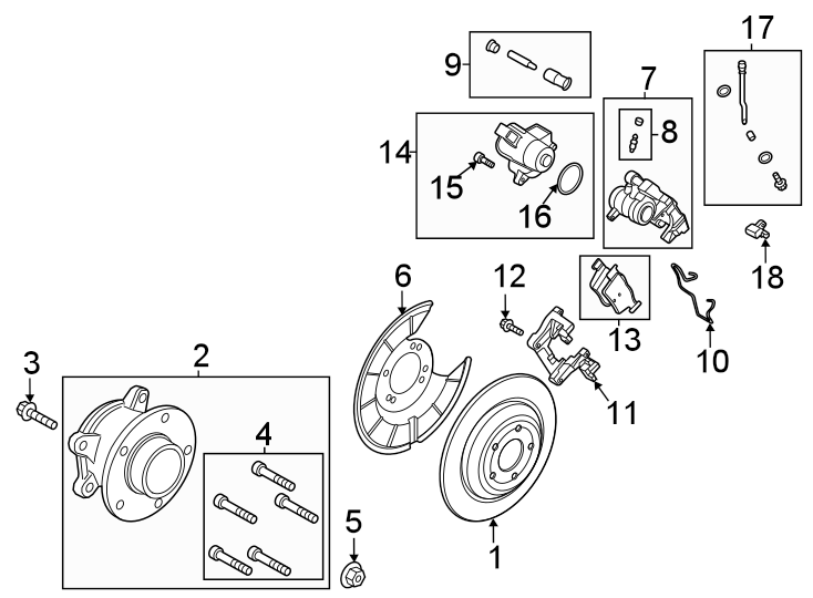 Diagram Rear suspension. Brake components. for your 2012 Lincoln MKZ   