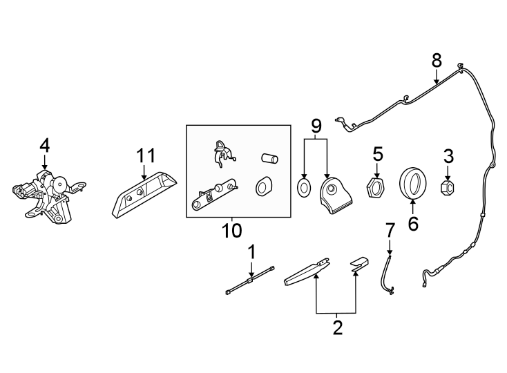 Diagram Lift gate. Wiper & washer components. for your 2024 Ford Bronco   