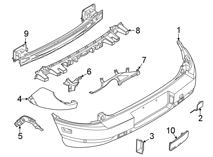 Diagram Rear bumper. Bumper & components. for your 2017 Lincoln MKZ Select Sedan 3.0L EcoBoost V6 A/T AWD 