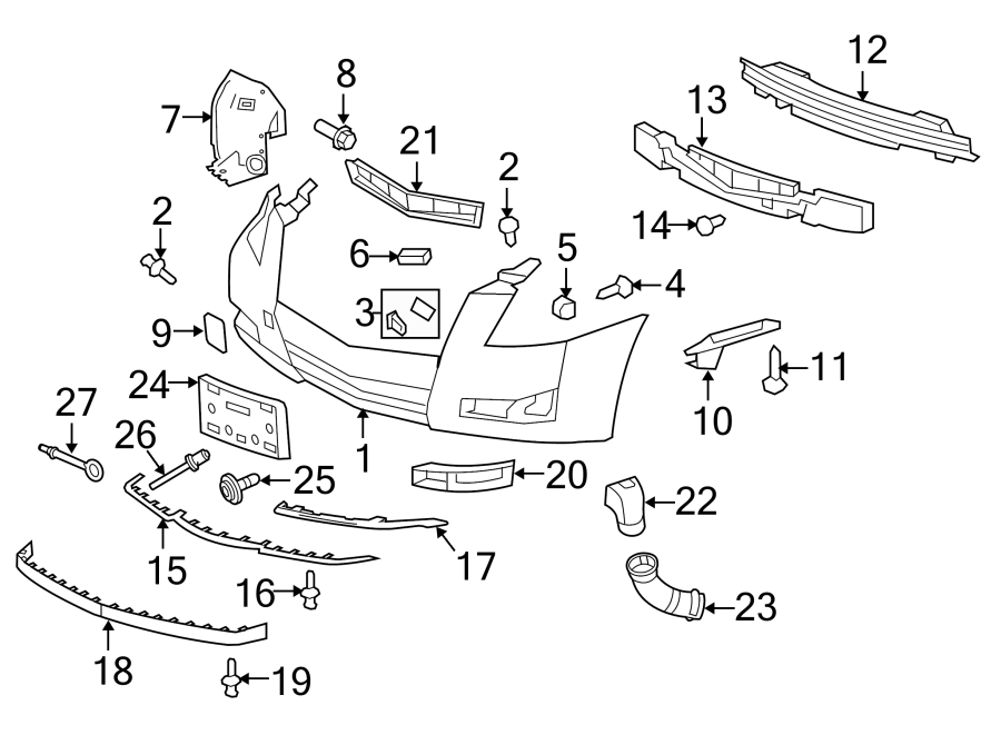 Diagram Front bumper. Bumper & components. for your 2021 Chevrolet Spark   