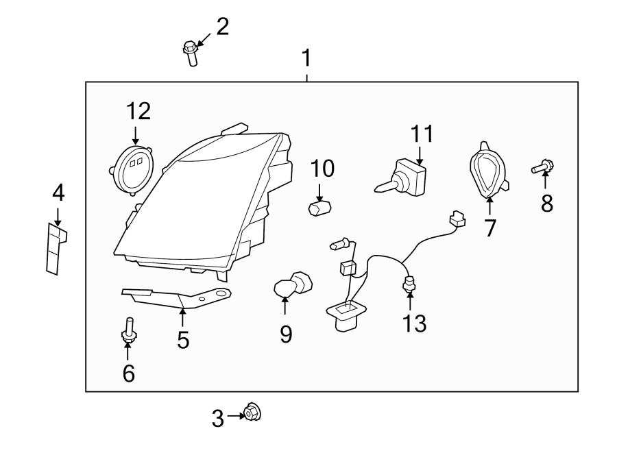 Diagram FRONT LAMPS. HEADLAMP COMPONENTS. for your Cadillac