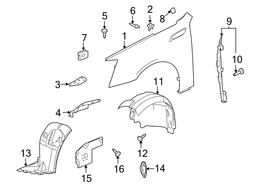 Diagram FENDER & COMPONENTS. for your Cadillac XT4  