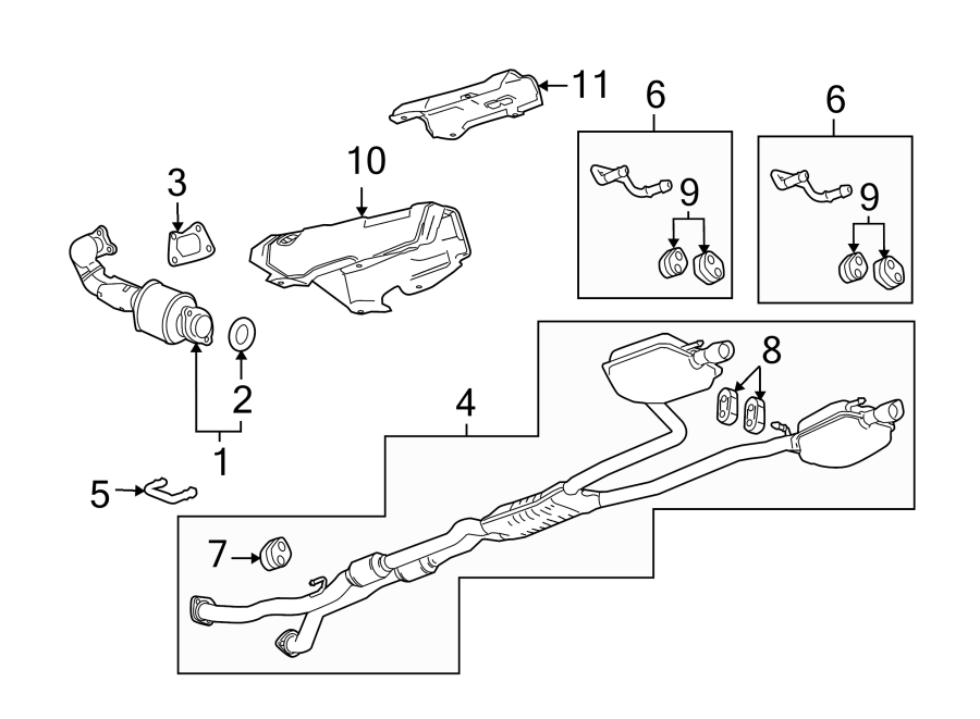 Diagram EXHAUST SYSTEM. EXHAUST COMPONENTS. for your Oldsmobile