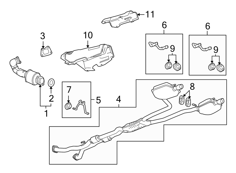 Diagram EXHAUST SYSTEM. EXHAUST COMPONENTS. for your Oldsmobile