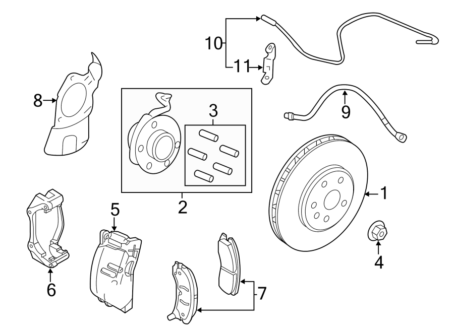 Diagram FRONT SUSPENSION. BRAKE COMPONENTS. for your 2021 GMC Terrain   