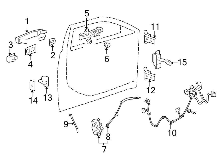 Diagram FRONT DOOR. LOCK & HARDWARE. for your 2021 Cadillac XT4   