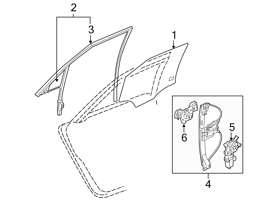 Diagram REAR DOOR. GLASS & HARDWARE. for your 2022 Chevrolet Spark   