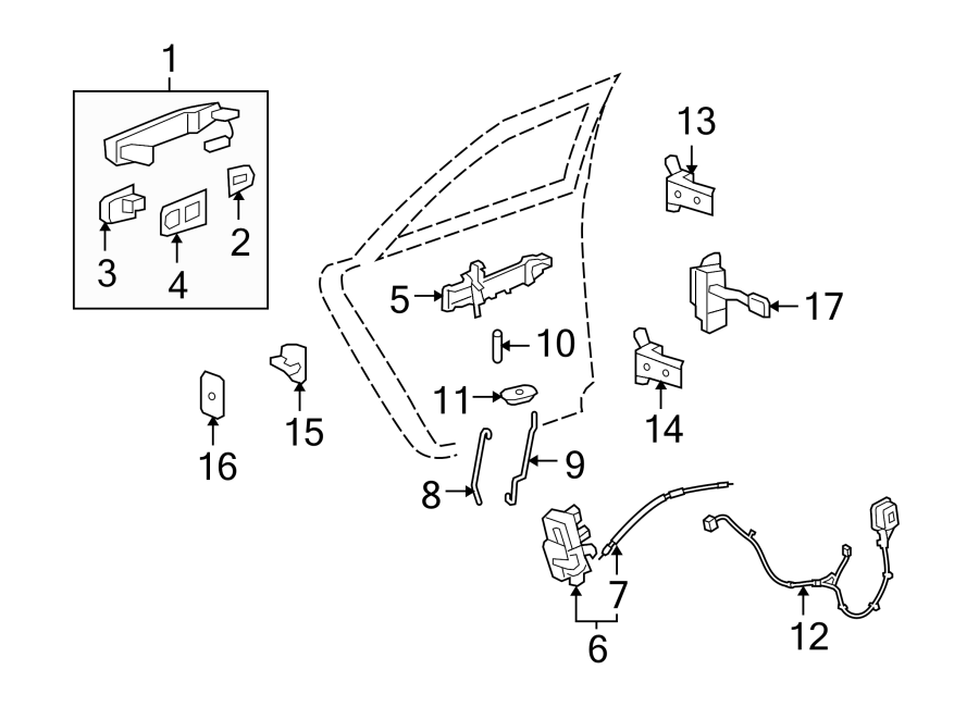 Diagram REAR DOOR. LOCK & HARDWARE. for your 2014 Chevrolet Spark   