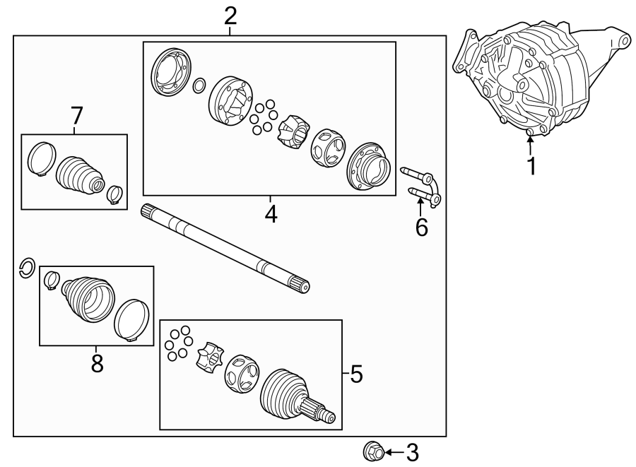 Diagram REAR SUSPENSION. AXLE & DIFFERENTIAL. for your 2006 Chevrolet Avalanche 1500 LT Crew Cab Pickup Fleetside  