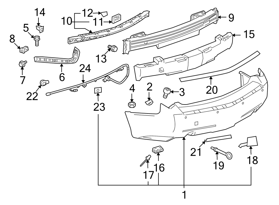 Diagram REAR BUMPER. BUMPER & COMPONENTS. for your 2014 Chevrolet Spark   