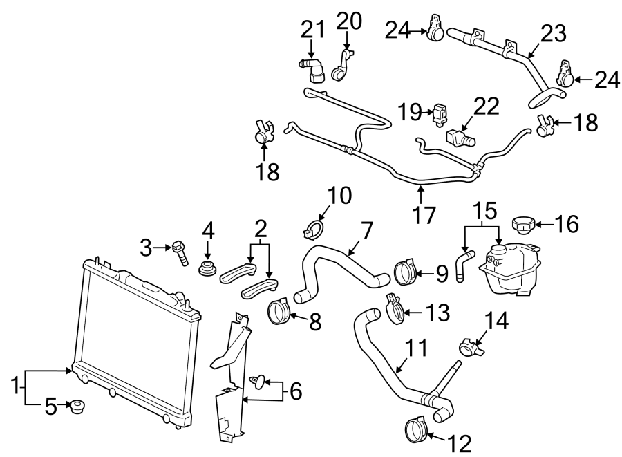 Diagram RADIATOR & COMPONENTS. for your 2018 Chevrolet Equinox   