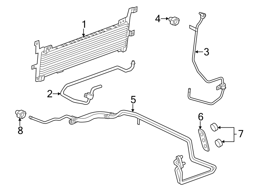 Diagram TRANS OIL COOLER. for your 2021 Chevrolet Camaro 6.2L V8 M/T SS Coupe 