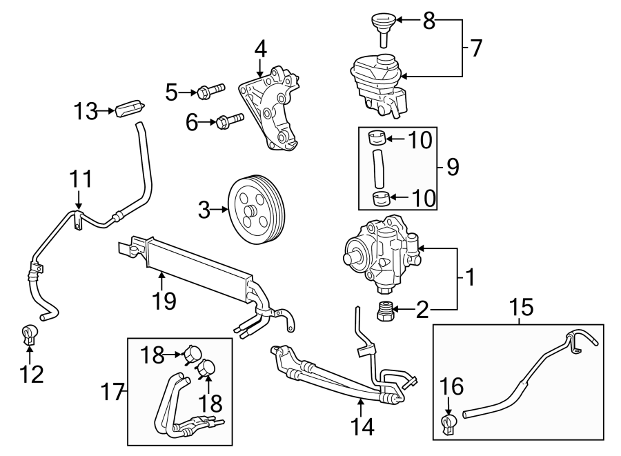 Diagram STEERING GEAR & LINKAGE. PUMP & HOSES. for your 2015 Chevrolet Equinox L Sport Utility  