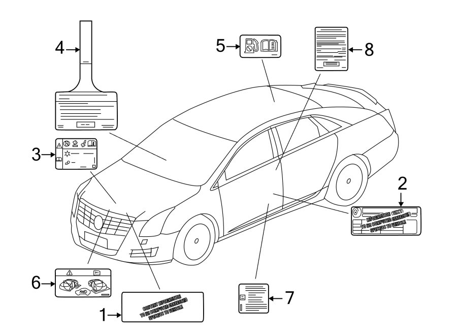 Diagram INFORMATION LABELS. for your 2022 Chevrolet Camaro LT Coupe 2.0L Ecotec A/T 