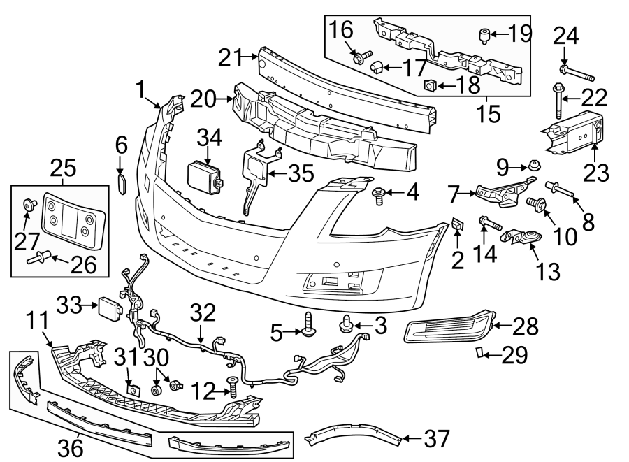 Diagram FRONT BUMPER & GRILLE. BUMPER & COMPONENTS. for your 1990 Buick Century   