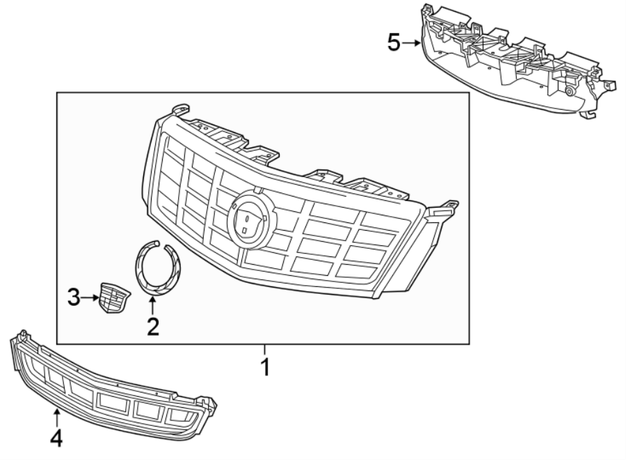 2FRONT BUMPER & GRILLE. GRILLE & COMPONENTS.https://images.simplepart.com/images/parts/motor/fullsize/BX13013.png