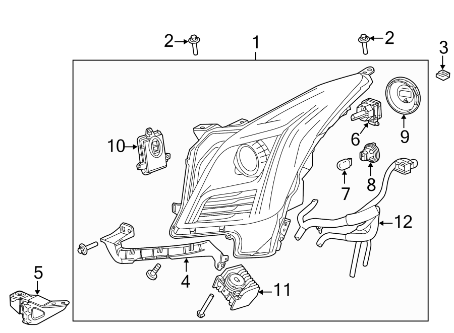 Diagram FRONT LAMPS. HEADLAMP COMPONENTS. for your 2022 Cadillac XT4   