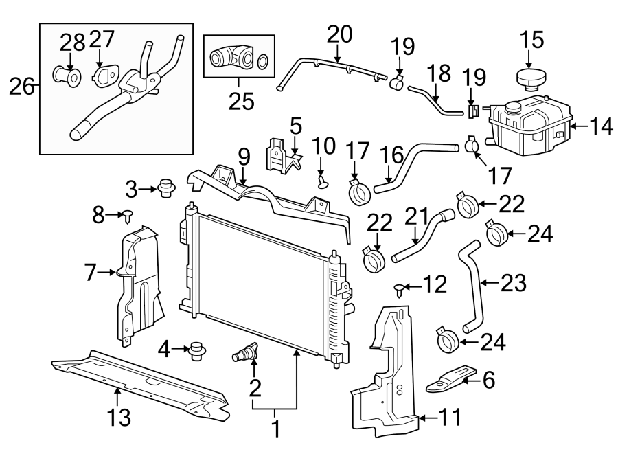 Diagram RADIATOR & COMPONENTS. for your 2021 Chevrolet Camaro   