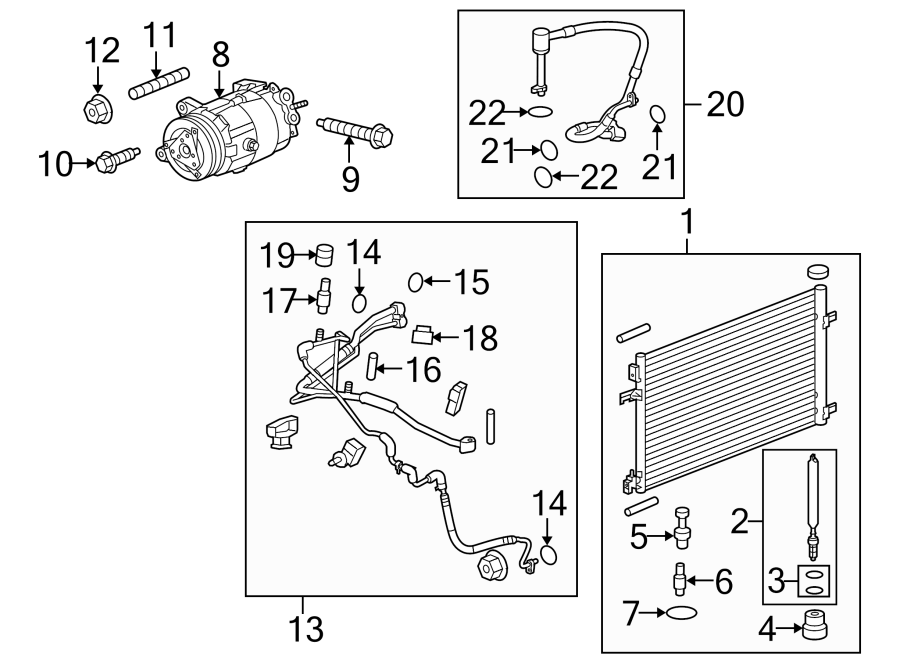 Diagram AIR CONDITIONER & HEATER. COMPRESSOR & LINES. CONDENSER. for your 2017 Chevrolet Spark   