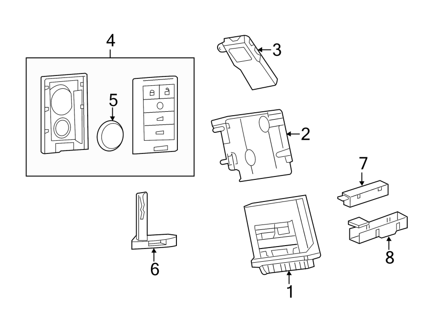 Diagram KEYLESS ENTRY COMPONENTS. for your 2019 Chevrolet Spark 1.4L Ecotec CVT ACTIV Hatchback 