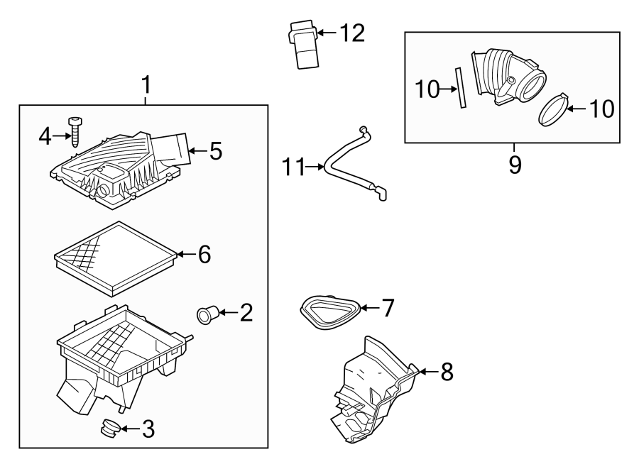 Diagram ENGINE / TRANSAXLE. AIR INTAKE. for your 2016 Chevrolet Spark 1.4L Ecotec CVT LT Hatchback 