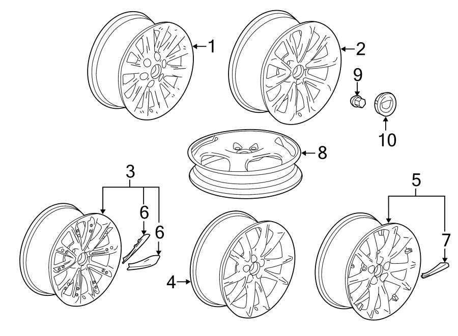 Diagram WHEELS. for your 2004 Cadillac Escalade EXT   