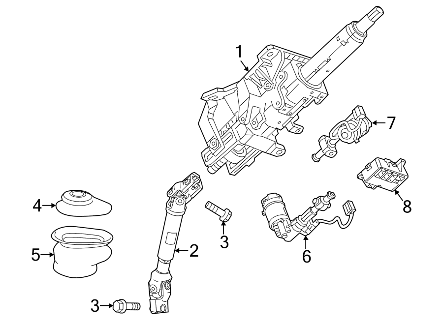 Diagram STEERING COLUMN ASSEMBLY. for your 2021 GMC Sierra 2500 HD 6.6L V8 A/T RWD Base Extended Cab Pickup 