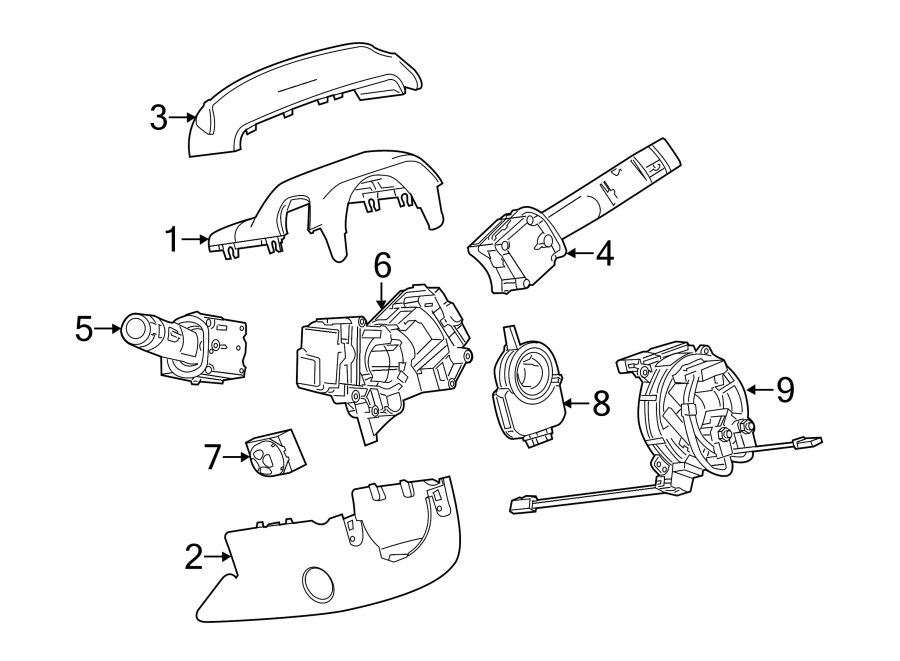 STEERING COLUMN. SHROUD. SWITCHES & LEVERS.