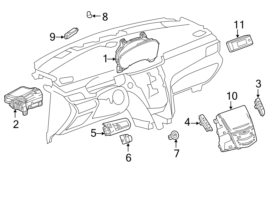 Diagram INSTRUMENT PANEL. CLUSTER & SWITCHES. for your 2022 Buick Envision   