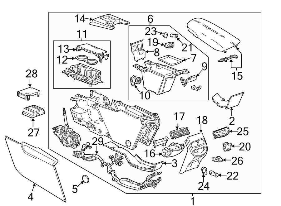 Diagram Seats & tracks. Center console. for your 2016 Cadillac ATS Performance Sedan  