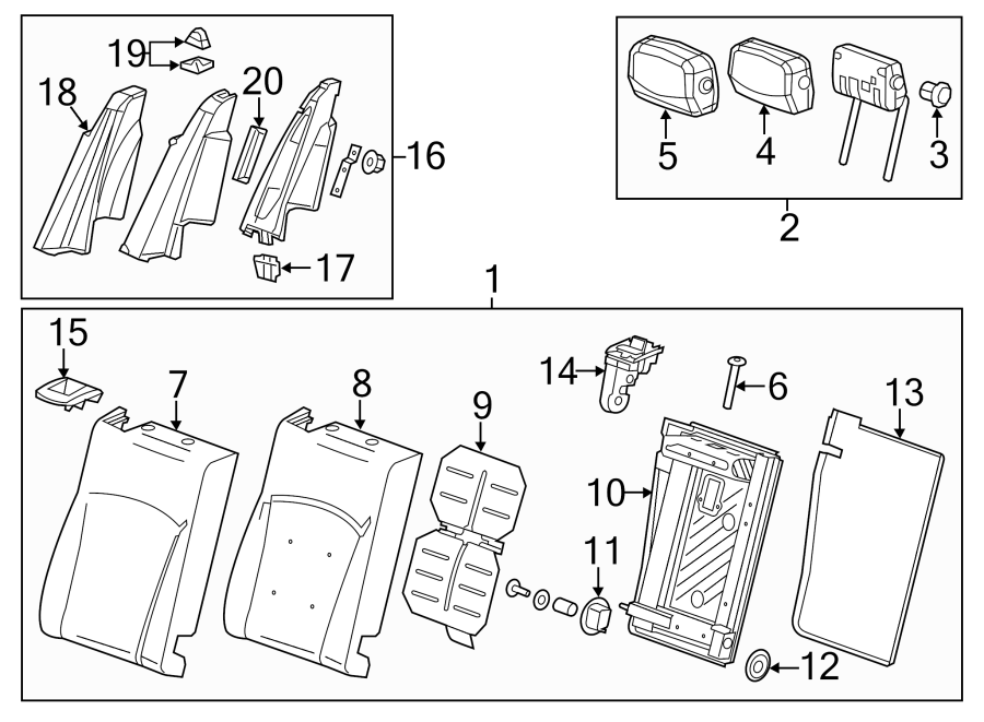 Diagram SEATS & TRACKS. REAR SEAT COMPONENTS. for your 2005 Chevrolet Monte Carlo   